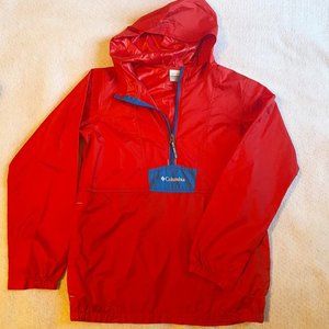 Columbia Boys Kids Wind Breaker Jacket Red Youth 14/16 Blue mesh lining